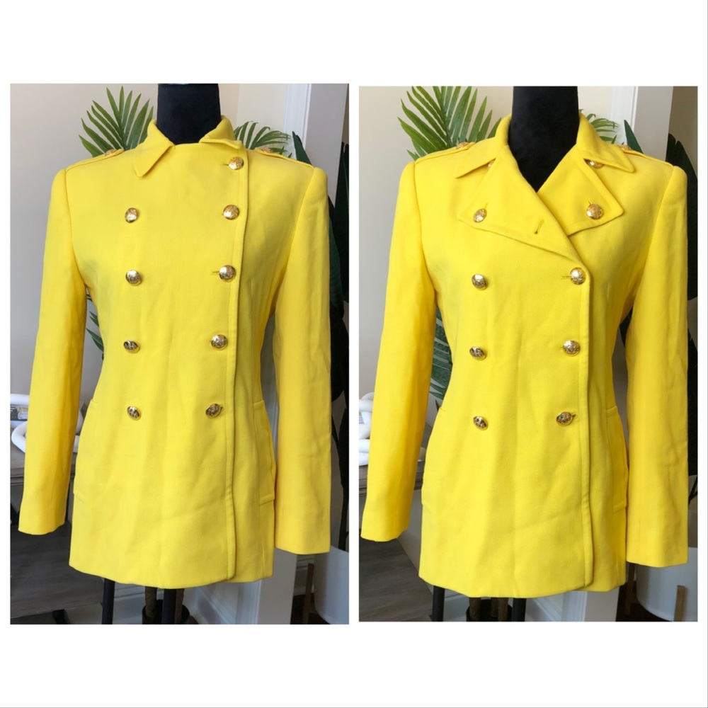 Lauren Ralph Lauren Yellow Worsted Wool Double Breasted Blazer Jacket 4